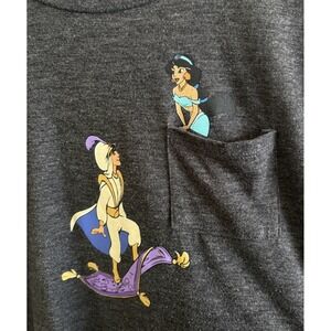 Disney Women's Aladdin Princess Jasmine Grey Gray Pocket Tee‎ T-shirt Medium